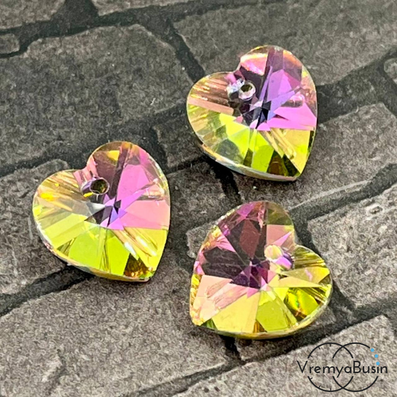 Подвеска "Сердце" из граненого стекла, 14 мм (1 шт.)