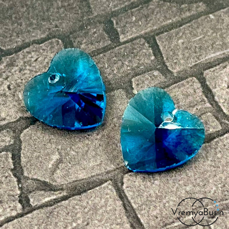 Подвеска "Сердце" из граненого стекла, 14 мм (1 шт.)