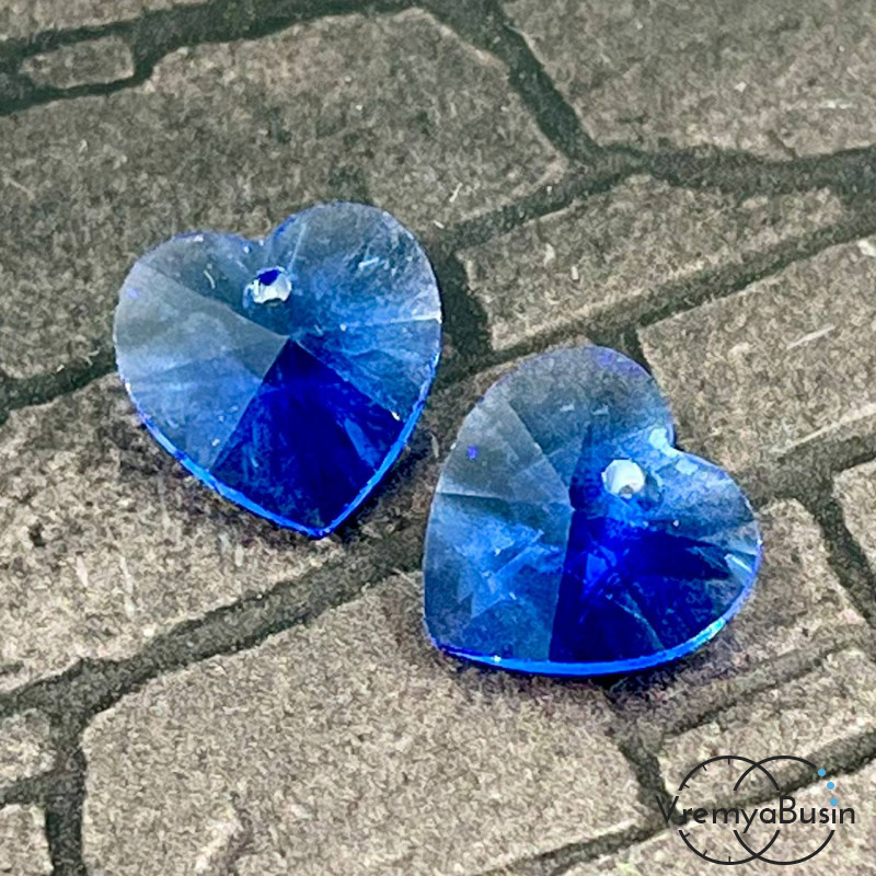 Подвеска "Сердце" из граненого стекла, 14 мм (1 шт.)