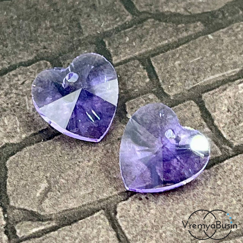 Подвеска "Сердце" из граненого стекла, 14 мм (1 шт.)