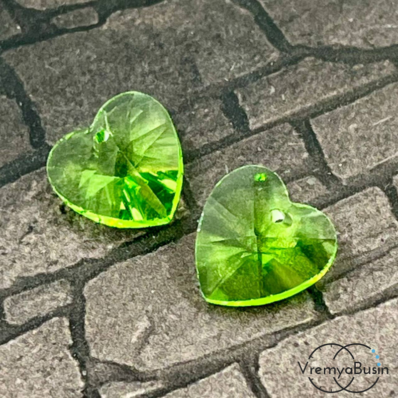 Подвеска "Сердце" из граненого стекла, 14 мм (1 шт.)