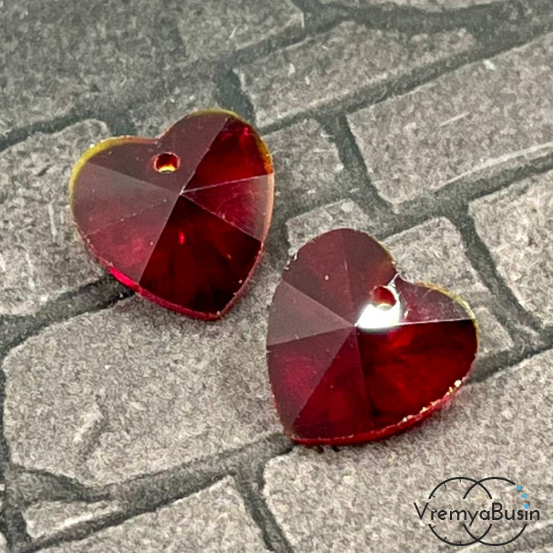 Подвеска "Сердце" из граненого стекла, 14 мм (1 шт.)