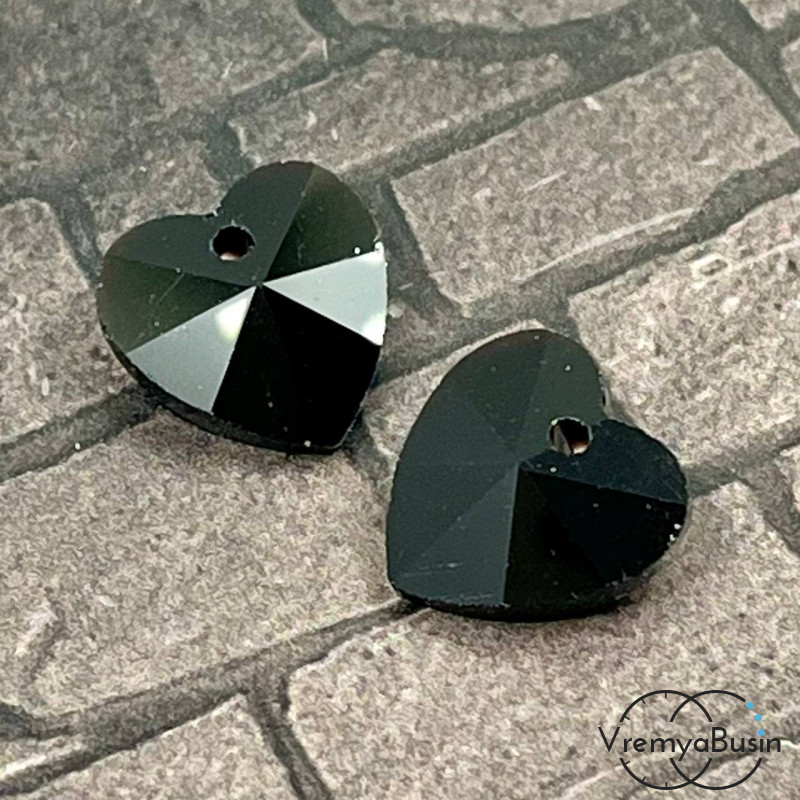 Подвеска "Сердце" из граненого стекла, 14 мм (1 шт.)