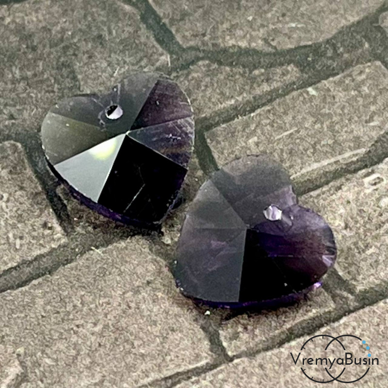 Подвеска "Сердце" из граненого стекла, 14 мм (1 шт.)