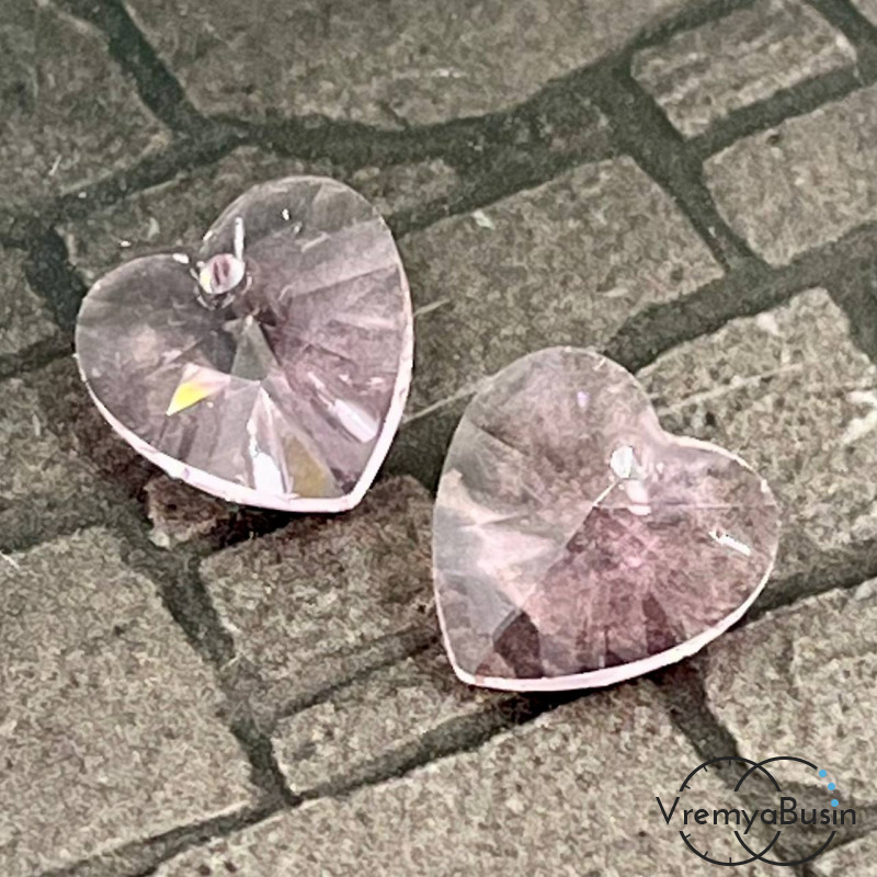 Подвеска "Сердце" из граненого стекла, 14 мм (1 шт.)