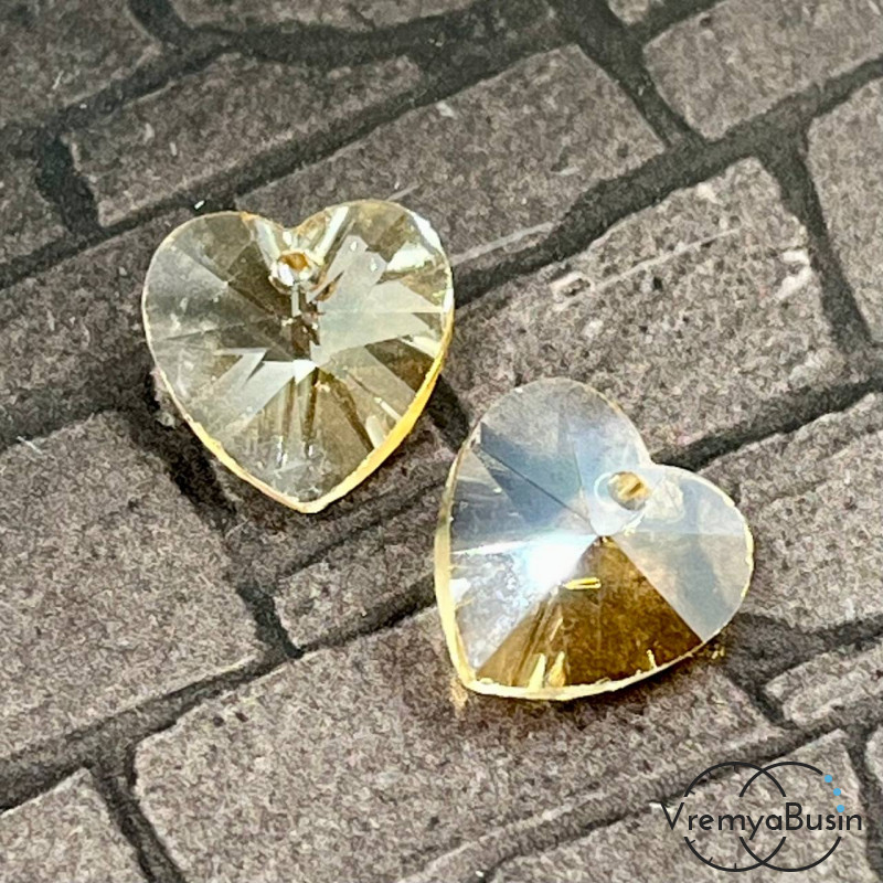 Подвеска "Сердце" из граненого стекла, 14 мм (1 шт.)