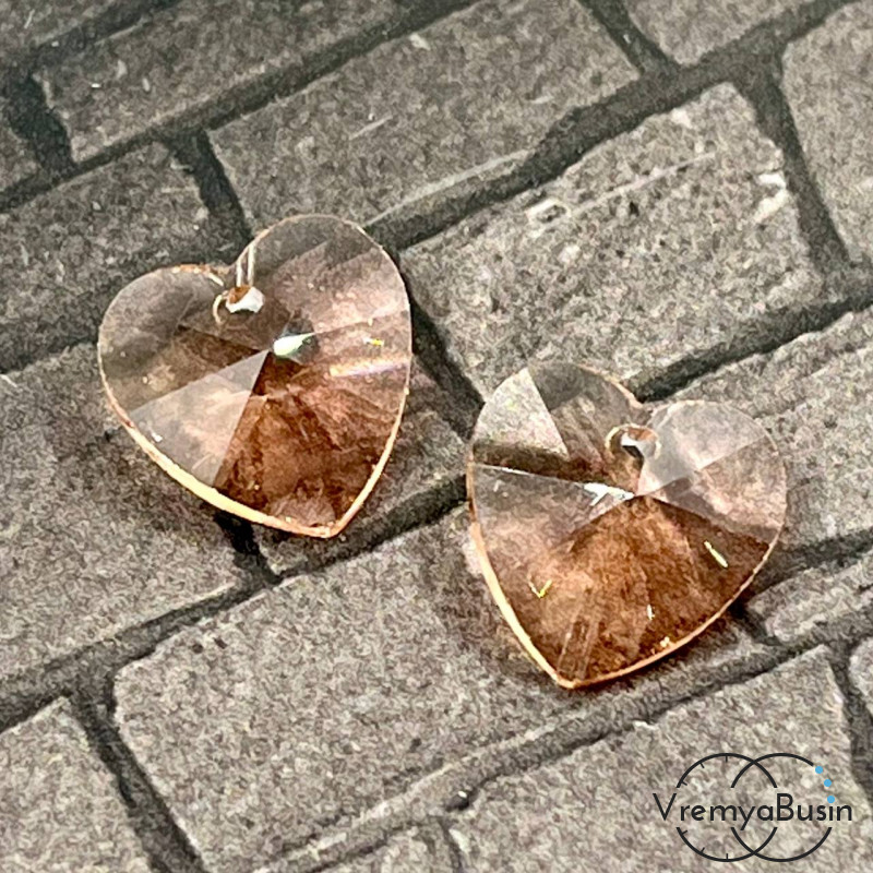 Подвеска "Сердце" из граненого стекла, 14 мм (1 шт.)