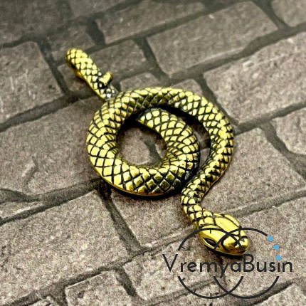 Подвеска из бронзы "Змея", символ 2025 года, 44х23 мм (1 шт.)