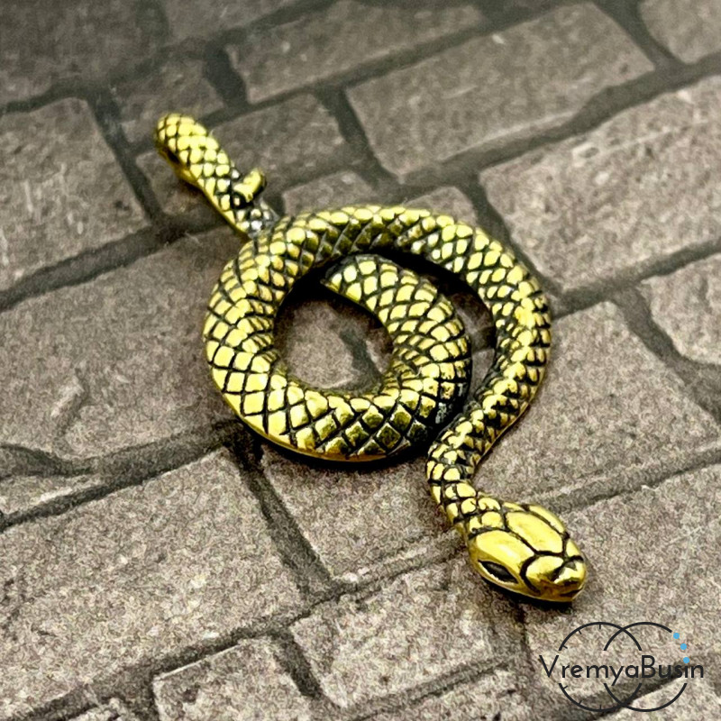 Подвеска из бронзы "Змея", символ 2025 года, 44х23 мм (1 шт.)