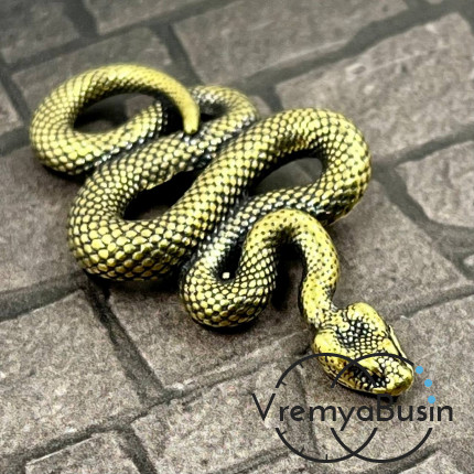 Подвеска из бронзы "Змея", символ 2025 года, 42х26 мм (1 шт.)