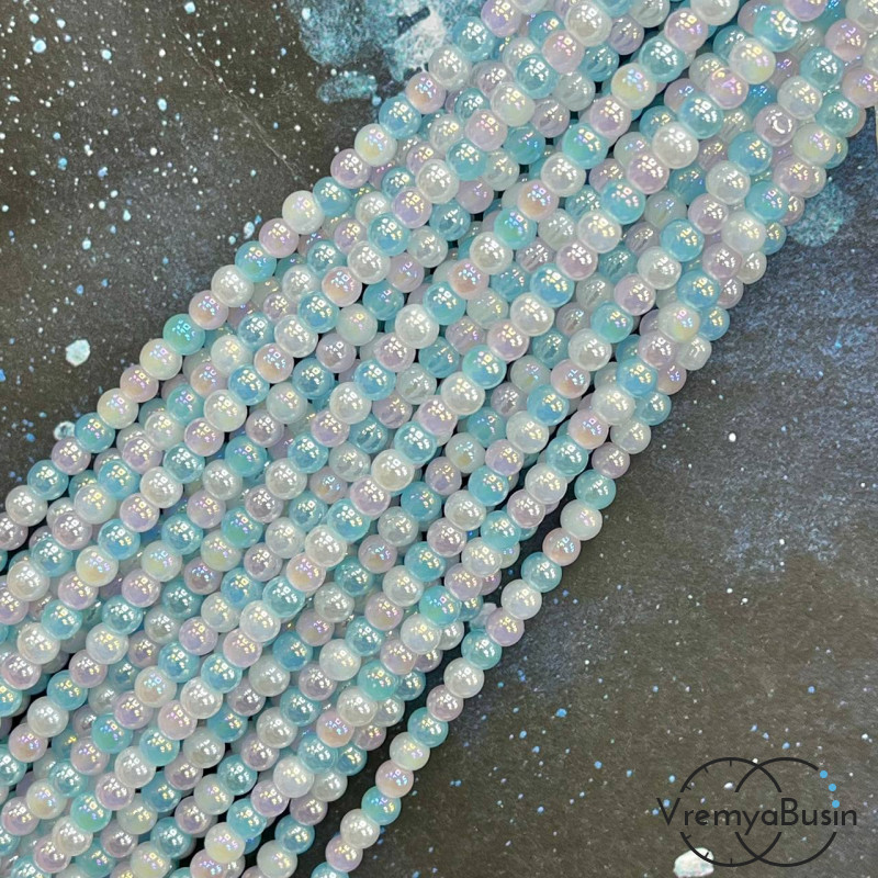 Бусины из стекла, шарик гладкий 4 мм (нить, ок. 95 шт.)