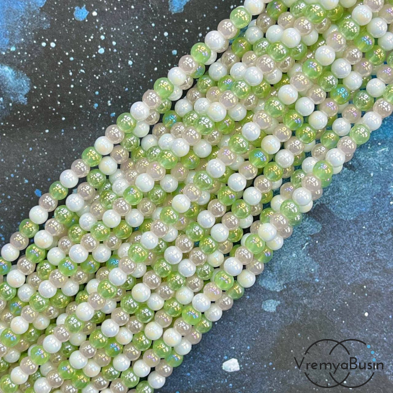 Бусины из стекла, шарик гладкий 4 мм (нить, ок. 95 шт.)