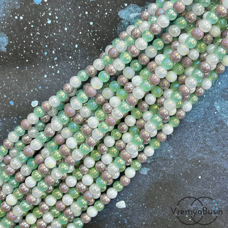 Бусины из стекла, шарик гладкий 4 мм (нить, ок. 95 шт.)