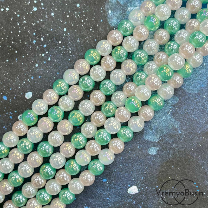 Бусины из стекла, шарик гладкий 6 мм (нить, ок. 65 шт.)