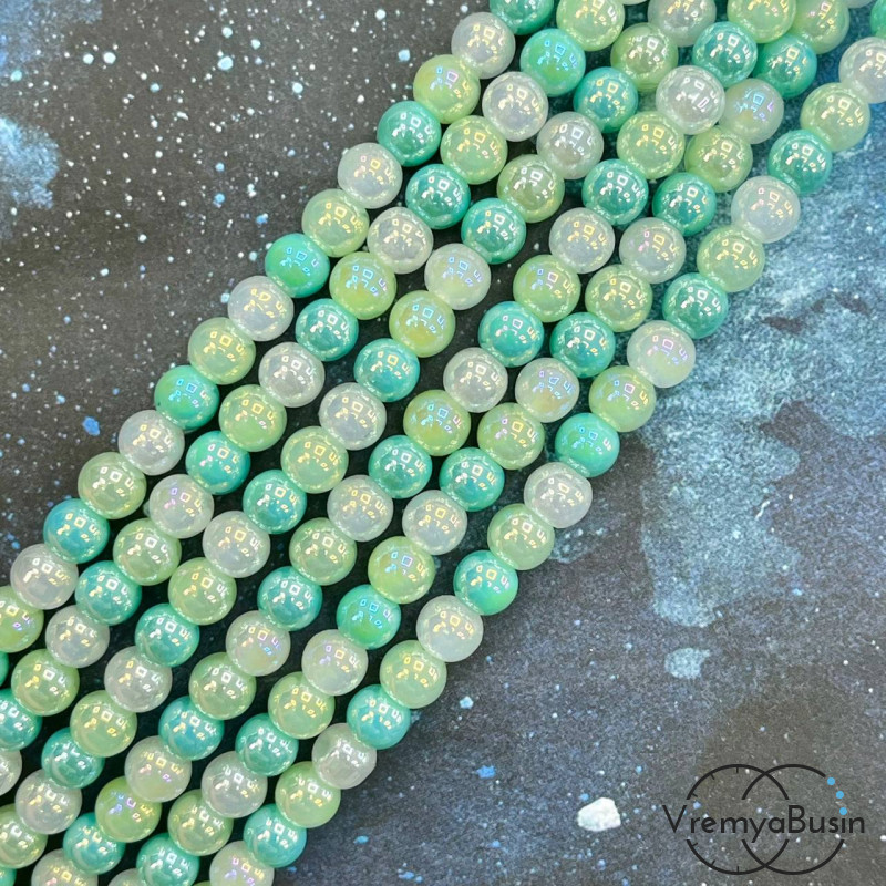 Бусины из стекла, шарик гладкий 6 мм (нить, ок. 65 шт.)