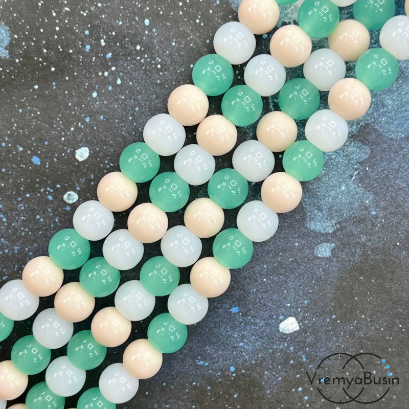 Бусины из стекла, шарик гладкий 8 мм (нить, ок. 48 шт.)