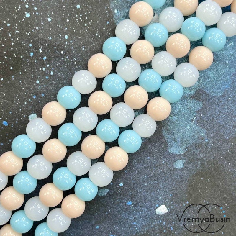 Бусины из стекла, шарик гладкий 8 мм (нить, ок. 48 шт.)