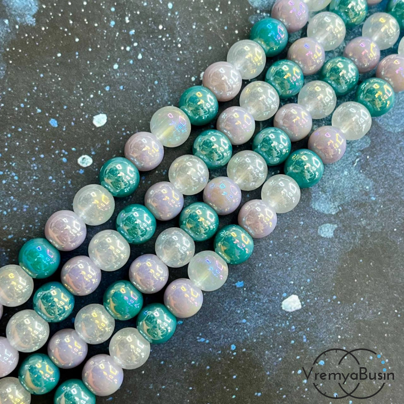 Бусины из стекла, шарик гладкий 8 мм (нить, ок. 48 шт.)