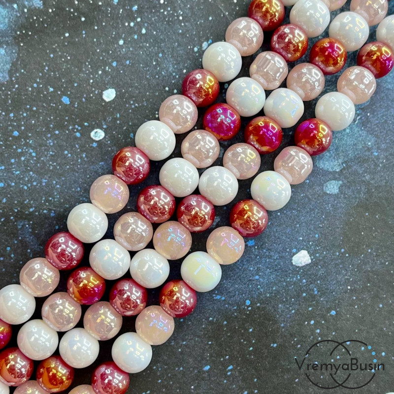 Бусины из стекла, шарик гладкий 8 мм (нить, ок. 48 шт.)