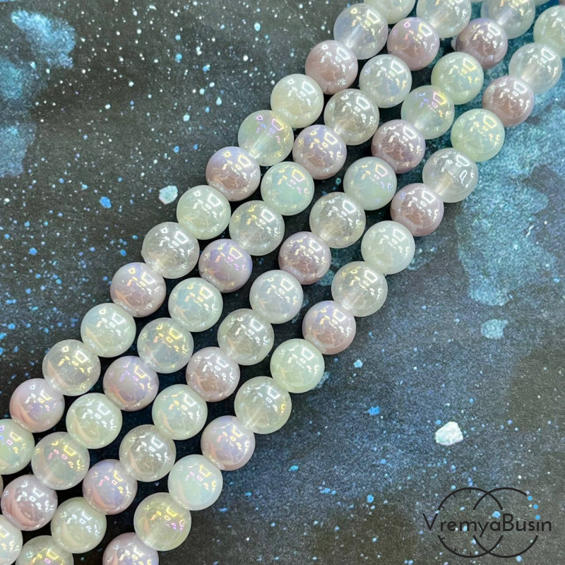 Бусины из стекла, шарик гладкий 8 мм (нить, ок. 48 шт.)