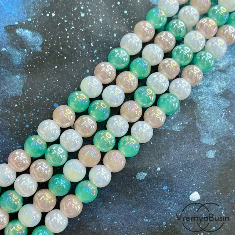 Бусины из стекла, шарик гладкий 8 мм (нить, ок. 48 шт.)