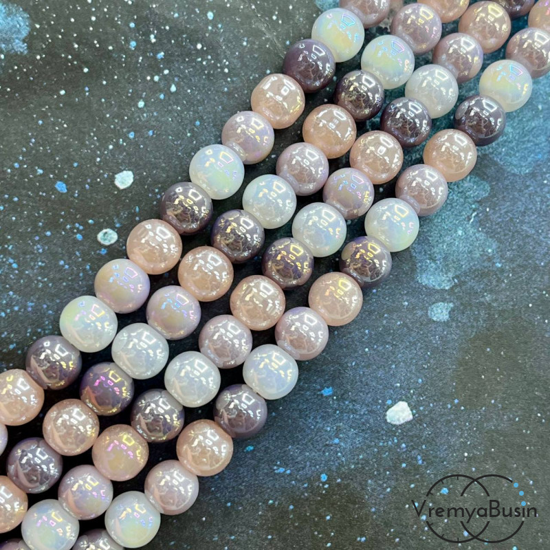 Бусины из стекла, шарик гладкий 8 мм (нить, ок. 48 шт.)