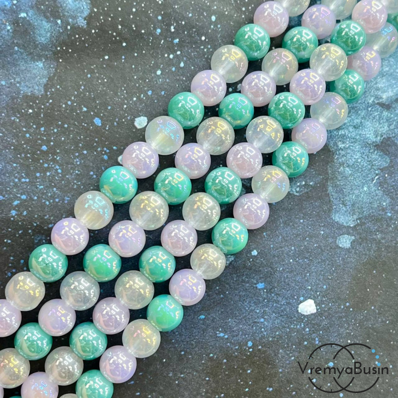 Бусины из стекла, шарик гладкий 8 мм (нить, ок. 48 шт.)