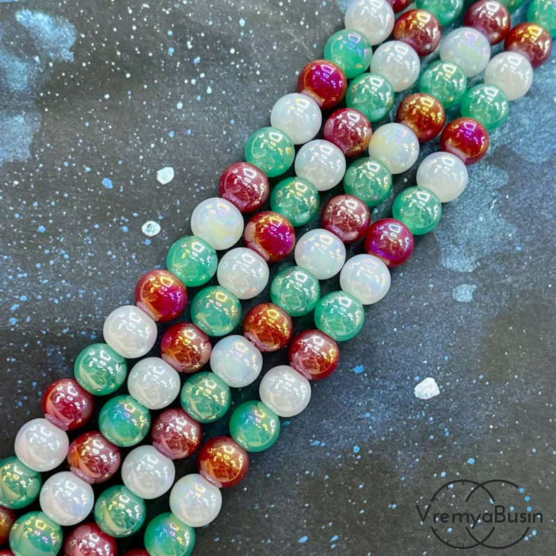 Бусины из стекла, шарик гладкий 8 мм (нить, ок. 48 шт.)