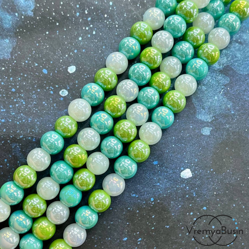 Бусины из стекла, шарик гладкий 8 мм (нить, ок. 48 шт.)