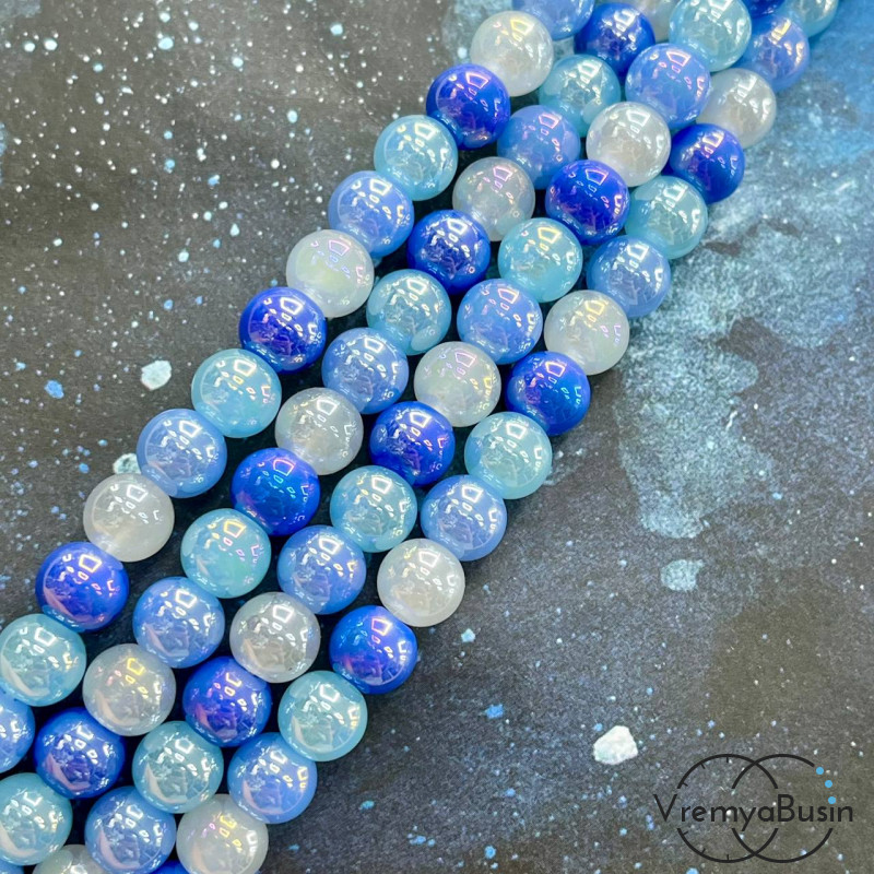 Бусины из стекла, шарик гладкий 8 мм (нить, ок. 48 шт.)