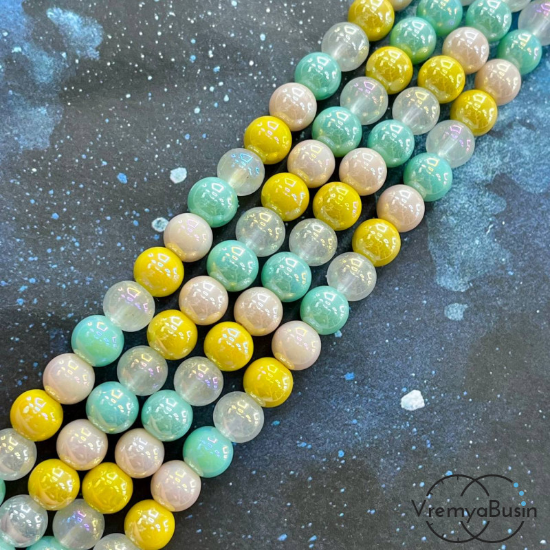 Бусины из стекла, шарик гладкий 8 мм (нить, ок. 48 шт.)