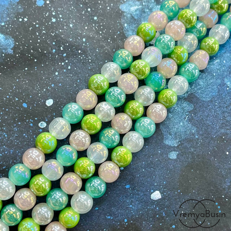 Бусины из стекла, шарик гладкий 8 мм (нить, ок. 48 шт.)