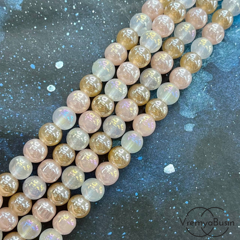 Бусины из стекла, шарик гладкий 8 мм (нить, ок. 48 шт.)