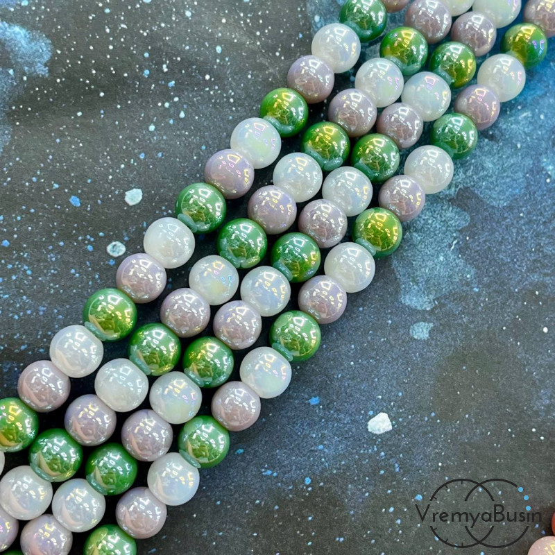 Бусины из стекла, шарик гладкий 8 мм (нить, ок. 48 шт.)