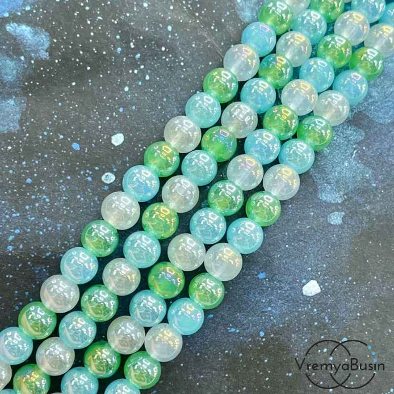 Бусины из стекла, шарик гладкий 8 мм (нить, ок. 48 шт.)