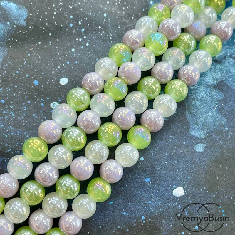 Бусины из стекла, шарик гладкий 8 мм (нить, ок. 48 шт.)