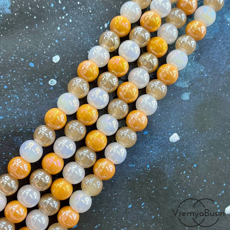 Бусины из стекла, шарик гладкий 8 мм (нить, ок. 48 шт.)