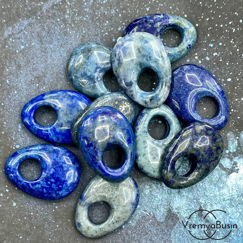 Лазурит. Кулон из камня пончик, бублик 18х25х6 мм (1 шт.)