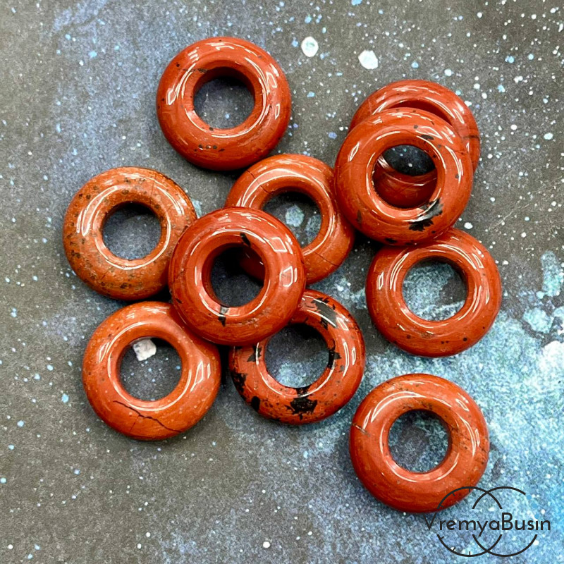 Яшма красная. Кулон из камня пончик, бублик 20 мм (1 шт.)