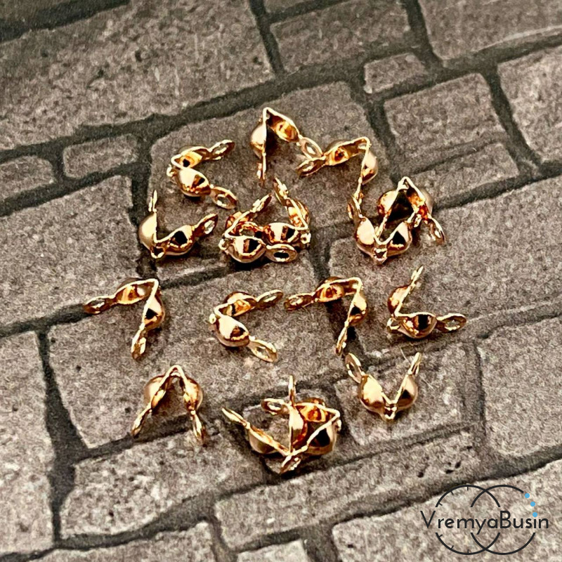 Каллоты, зажимы с петлей, 3.5х7 мм, латунь с hjpjdjq позолотой  (упак. 10 шт.)