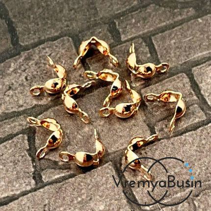 Каллоты, зажимы с петлей, 4х7.5 мм, латунь с розовой позолотой  (упак. 10 шт.)