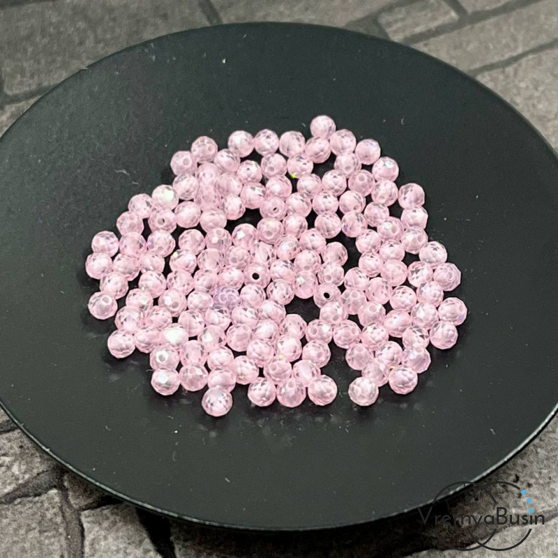 Фианит, шарик 3 мм с микроогранкой (упак.  20 шт.)