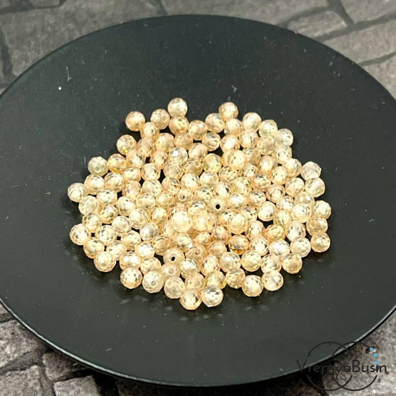 Фианит, шарик 3 мм с микроогранкой (упак.  20 шт.)