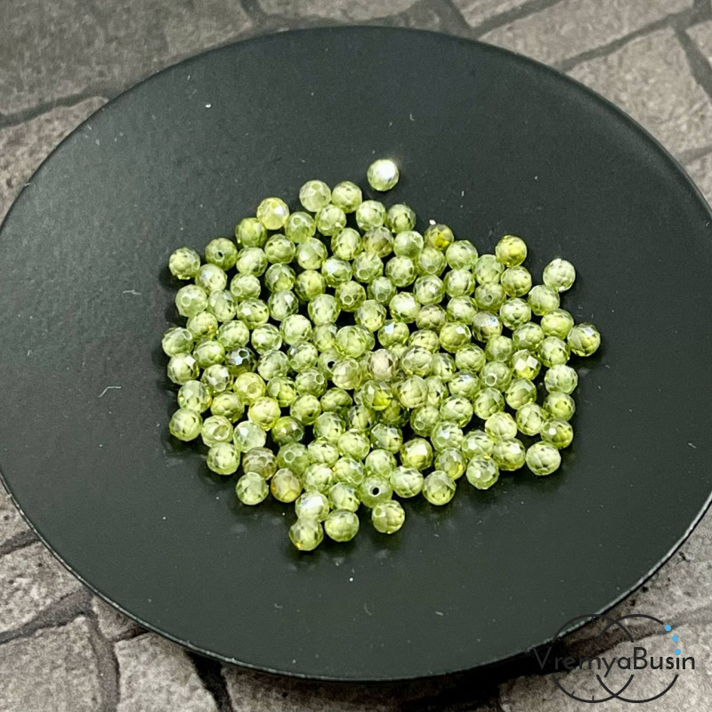 Фианит, шарик 3 мм с микроогранкой (упак.  20 шт.)