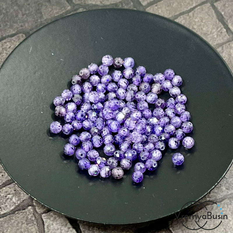 Фианит, шарик 3 мм с микроогранкой (упак.  20 шт.)