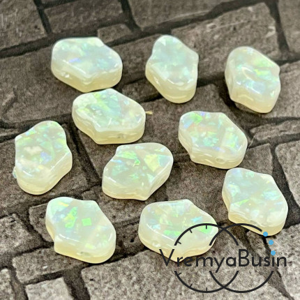 Бусины из смолы , ладонь 12х9х5 мм, цв. белый  (1 шт.)