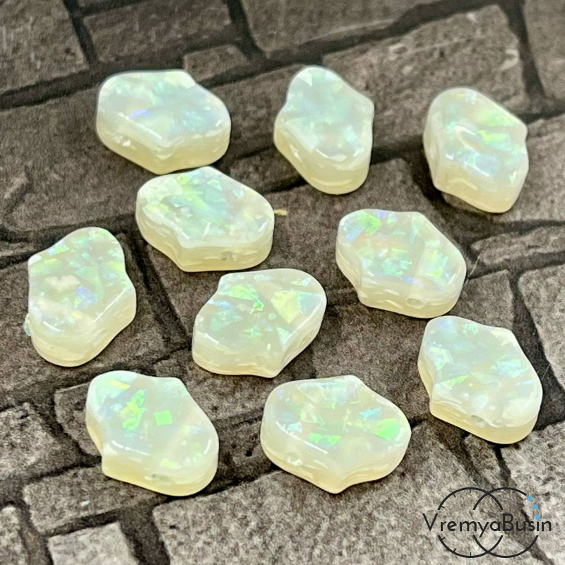 Бусины из смолы , ладонь 12х9х5 мм, цв. белый  (1 шт.)