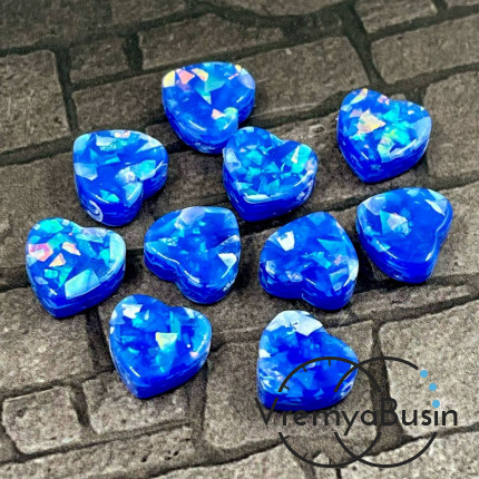 Бусины из смолы , сердце 10х10х5 мм, цв. синий (1 шт.)