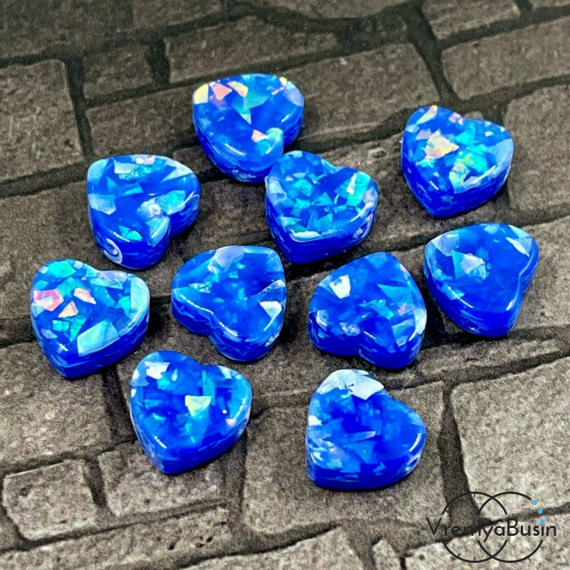 Бусины из смолы , сердце 10х10х5 мм, цв. синий (1 шт.)