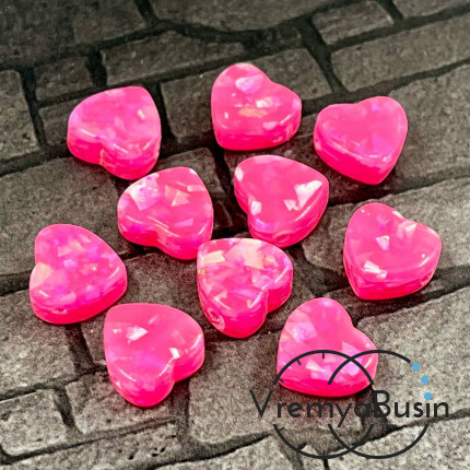 Бусины из смолы , сердце 10х10х5 мм, цв. фуксия (1 шт.)